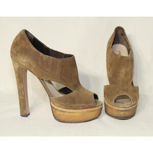 Prada Sigaro Suede Peep Toe Platform High Heels sz. 37